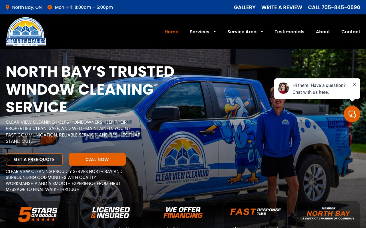 ClearView North Bay website screenshot