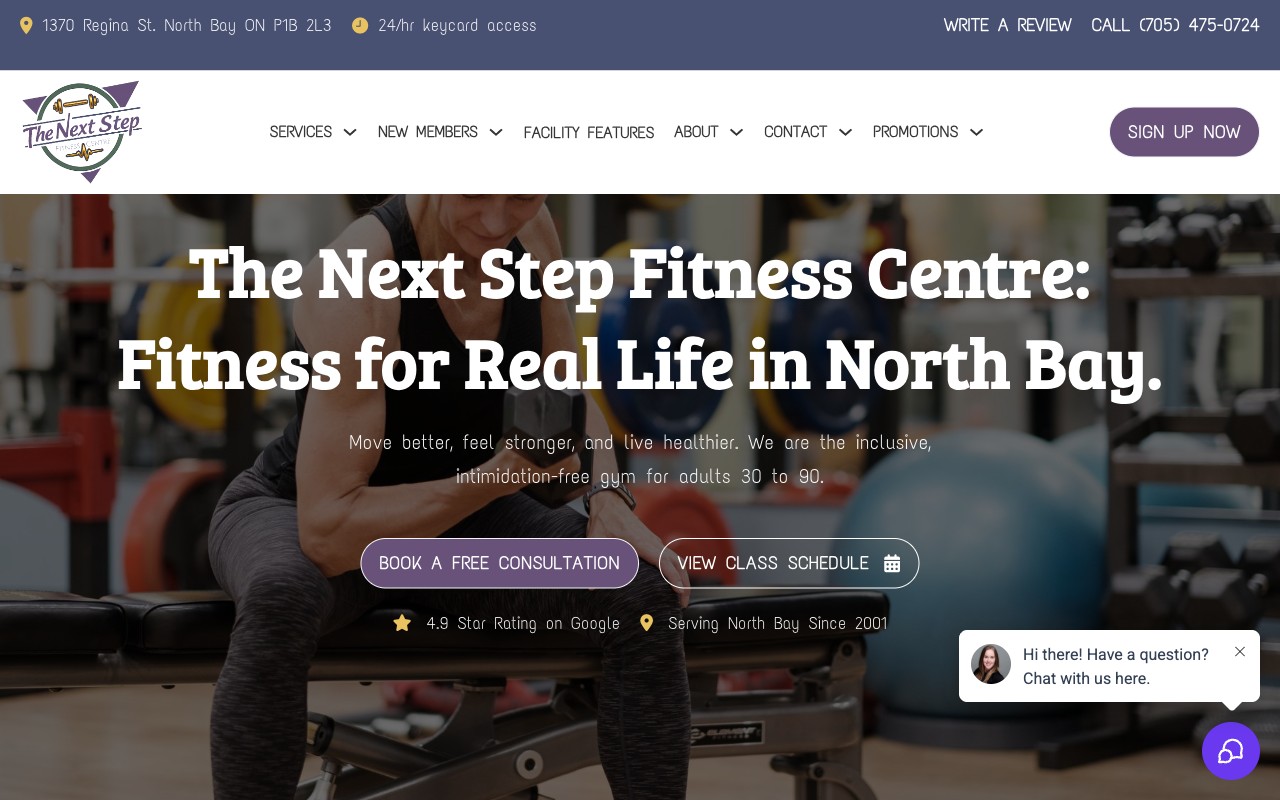 Next Step Gym website screenshot