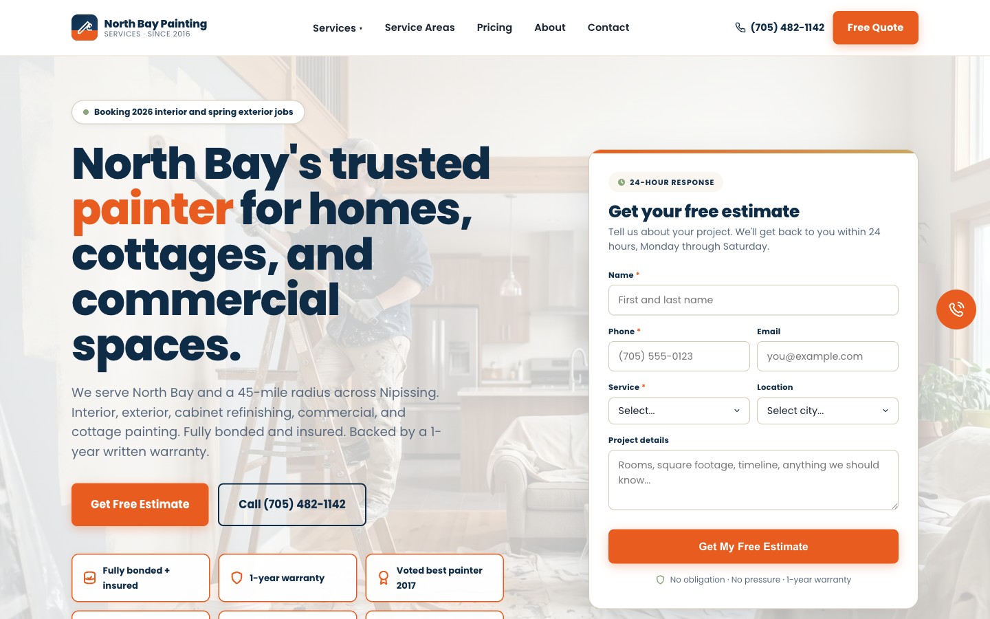 North Bay Painting Services website screenshot